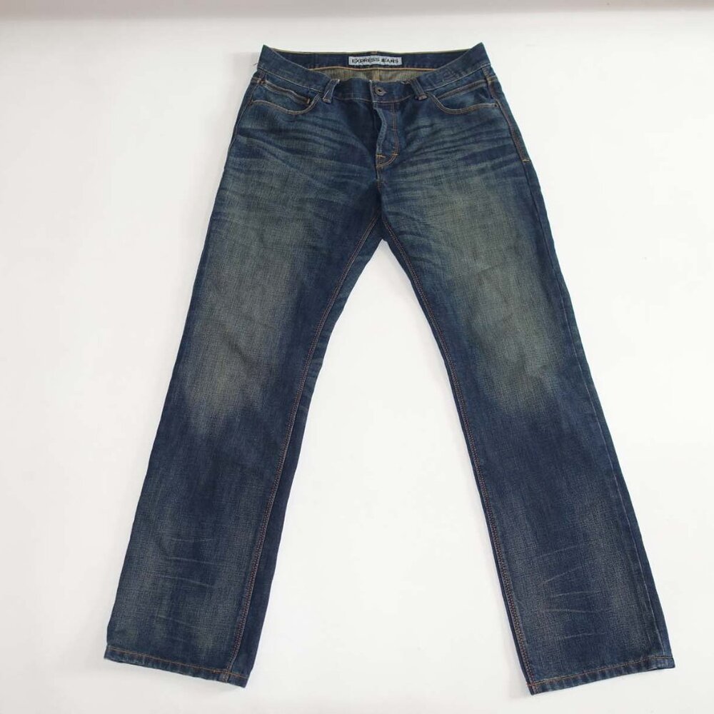 Express Men's Kingston Straight Leg Jeans Size 33 x 32 Blue Classic Fit Denim